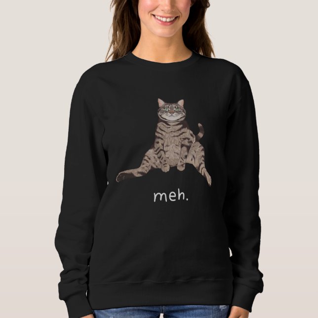 Funny Cat Meh Sarcastic Cat Moew Cat Lovers Mens W T Shirt (Framsida)