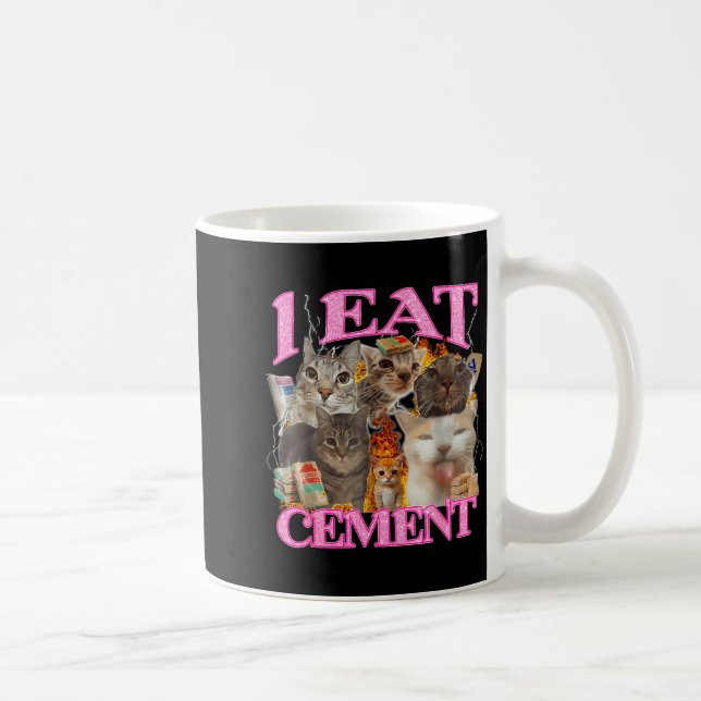 Funny Cat Meme I Eat Cement Japanese Quote Animal  Kaffemugg (Höger)