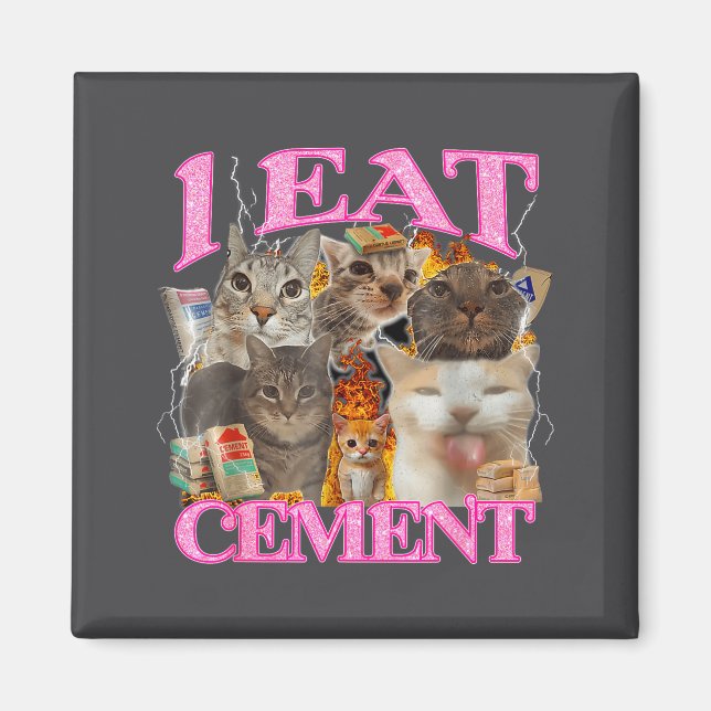 Funny Cat Meme I Eat Cement Japanese Quote Animal  Magnet (Framsidan)