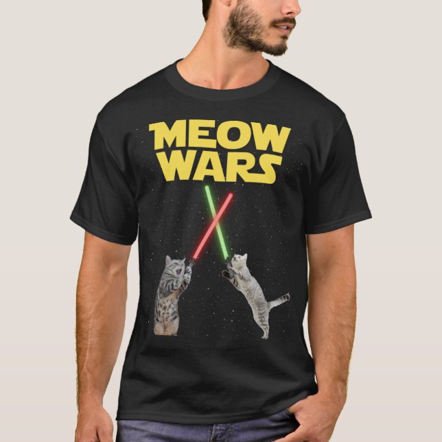 Funny Cat Meow Krig T Shirt (Framsida)