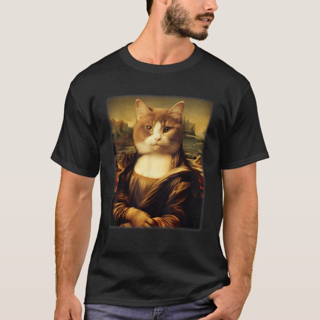 Funny Cat Meowna Mona Lisa Art Cat Parody Manar Wo T Shirt (Framsida)