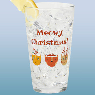 Funny Cat Meowy jul Glaskopp