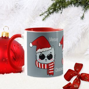 Funny Cat Meowy jul Mugg