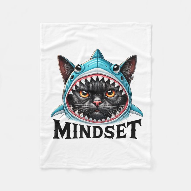 Funny Cat, Mindset Motivational Saying, Shark  Fleecefilt (Framsidan)
