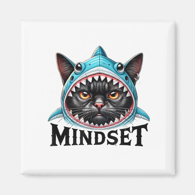 Funny Cat, Mindset Motivational Saying, Shark  Magnet (Framsidan)