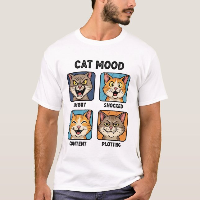 Funny Cat Mood Chart T-Shirt (Framsida)