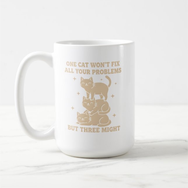 Funny Cat Mug One Cat Won’t Fix All Problems Kaffemugg (Vänster)