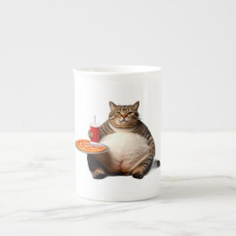 Funny Cat Mugg - Pizza Älskare Gift Coffee Kopp Benporslin Mugg