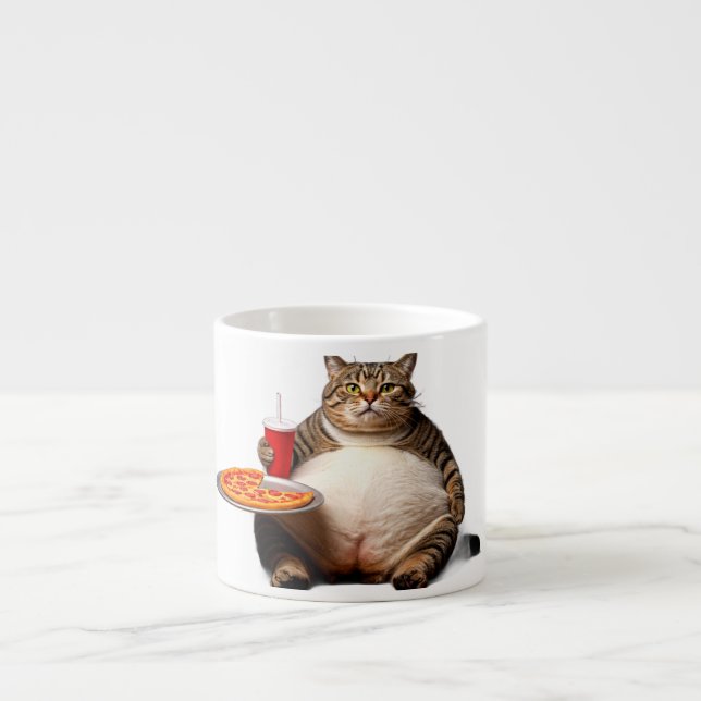 Funny Cat Mugg - Pizza Älskare Gift Coffee Kopp Espressomugg (Framsidan)