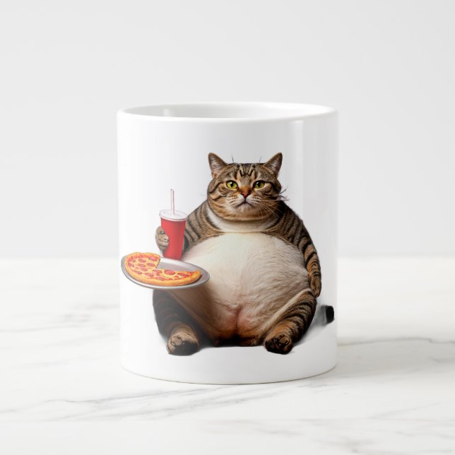 Funny Cat Mugg - Pizza Älskare Gift Coffee Kopp Jumbo Mugg (Framsidan)