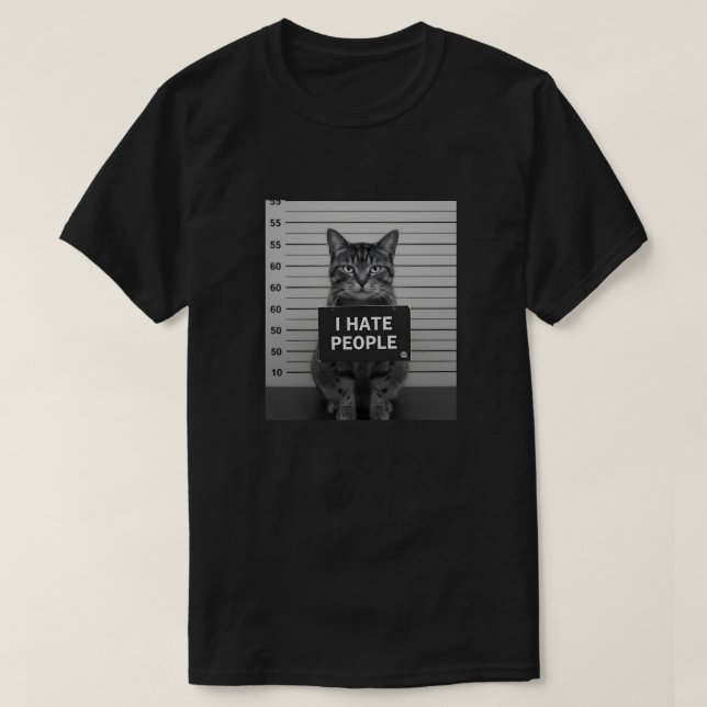 Funny Cat Mugshot “I Hate People” tshirt T Shirt (Design framsida)