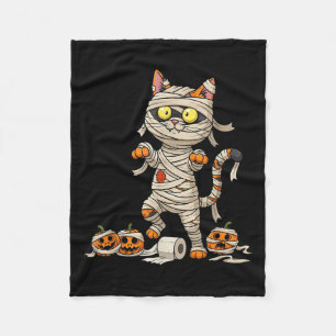 Funny Cat Mummy Pumpkin Halloween Kids Manar Women Fleecefilt