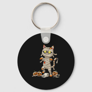Funny Cat Mummy Pumpkin Halloween Kids Manar Women Nyckelring