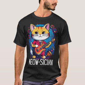 Funny Cat-musiker Meowsician guitar musical T Shirt