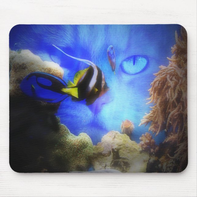 Funny Cat och Fish Mousepad Musmatta (Framsidan)