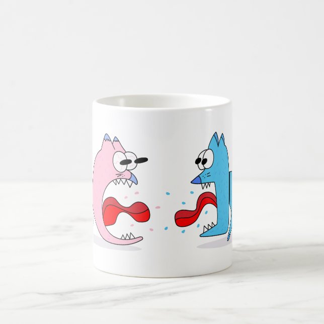 Funny Cat och Hund Fight Mugg (Center)