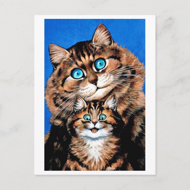Funny Cat och Kitten, Louis Wain Vykort (Framsida)