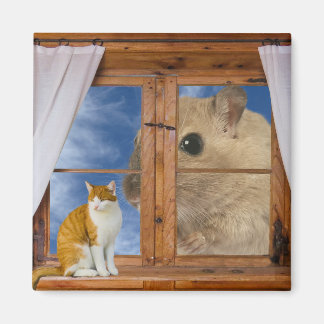 Funny Cat och Mouse Magnet