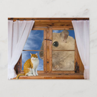 Funny Cat och Mouse Vykort