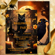 Funny Cat och Raven Halloween fest