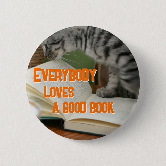 Funny Cat on Book Saying Knapp (Framsida)