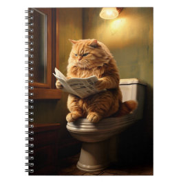 Funny Cat på Toilet | Quirky Bathroom Humor Anteckningsbok