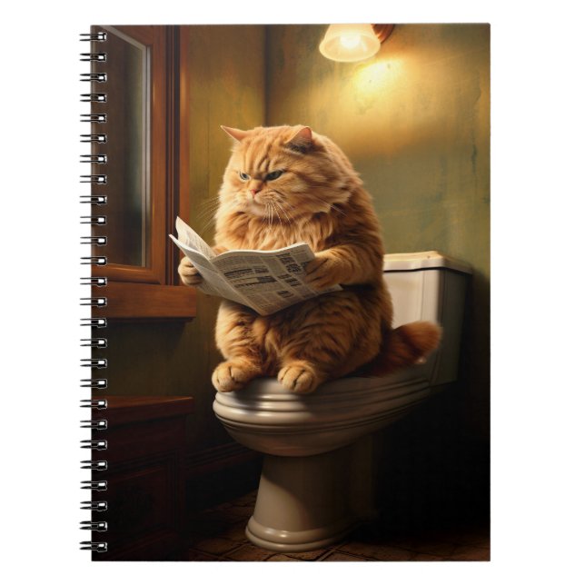 Funny Cat på Toilet | Quirky Bathroom Humor Anteckningsbok (Framsidan)