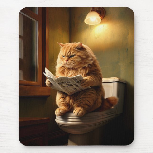 Funny Cat på Toilet | Quirky Bathroom Humor Musmatta (Framsidan)