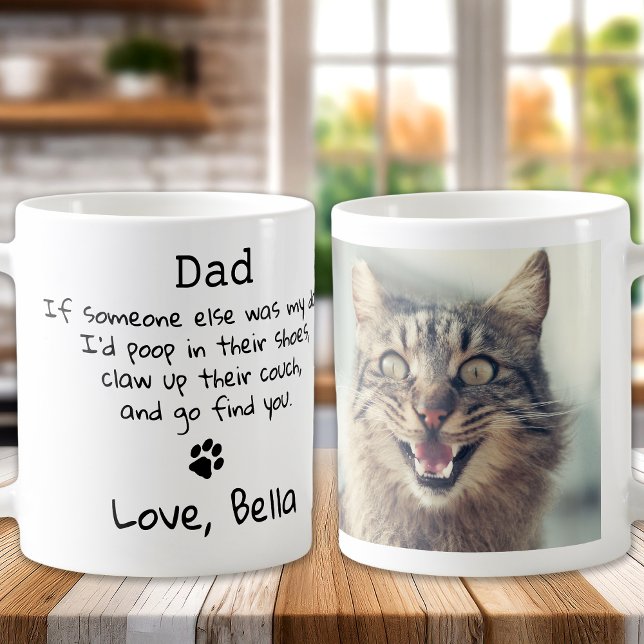 Funny Cat Pappa - Fars dag Anpassningsbar Pet Phot Kaffemugg (Skapare uppladdad)
