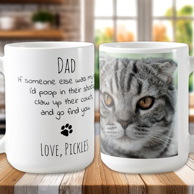 Funny Cat Pappa Personlig Pet Photo Kaffemugg (Skapare uppladdad)