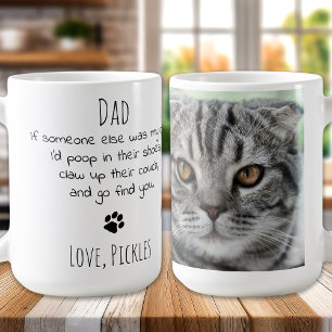 Funny Cat Pappa Personlig Pet Photo Kaffemugg