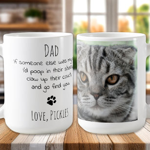 Funny Cat Pappa Personlig Pet Photo Kaffemugg