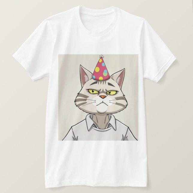 Funny Cat Party Hat T-Shirt - Snarky (Design framsida)