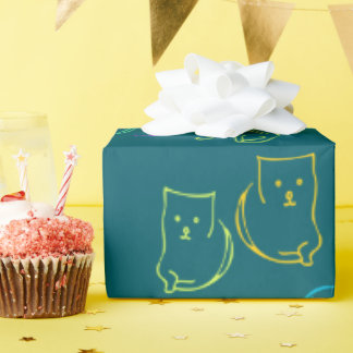 Funny Cat Pattern Gift Wrapping Papper Presentpapper