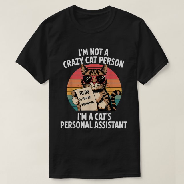 Funny Cat Personal Assistant Retro Tee (Design framsida)