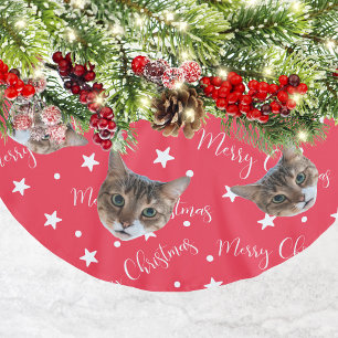 Funny Cat Photo Red jul Julgransmatta Borstad Polyester