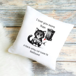Funny Cat Pillow – Fishbone Love Quote Kudde