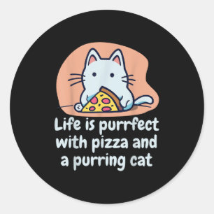 Funny Cat Pizza Älskare Kitten Cute Cat Superskoj Runt Klistermärke