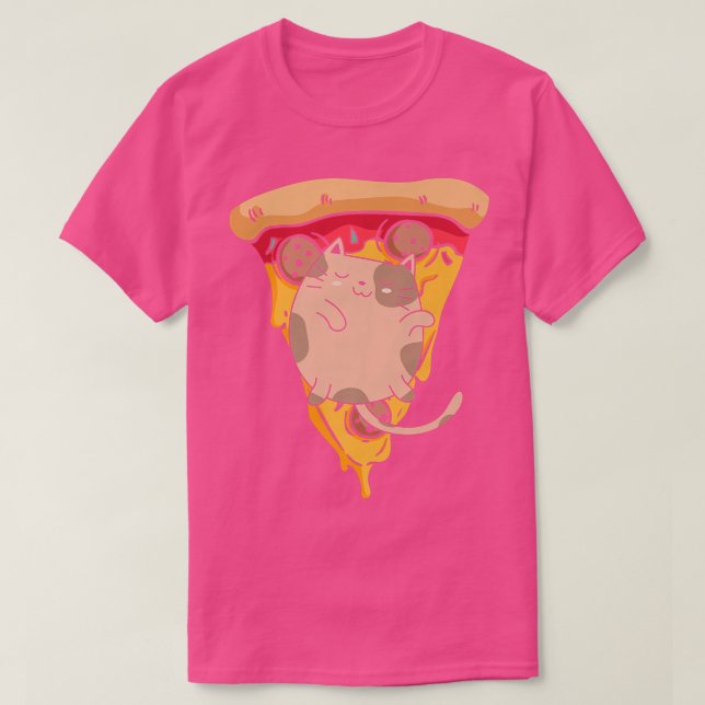 Funny Cat Pizza  T Shirt (Design framsida)