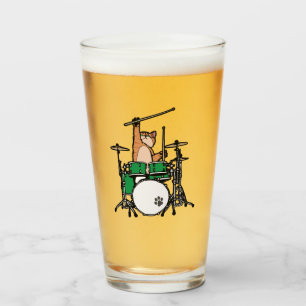 Funny Cat Played Drums, Cat Drummer, Drummer Gift Glaskopp