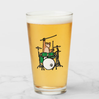 Funny Cat Played Drums, Cat Drummer, Drummer Gift Glaskopp