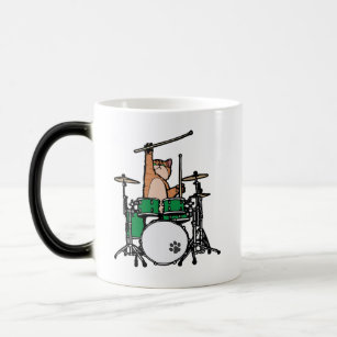 Funny Cat Played Drums, Cat Drummer, Drummer Gift Magisk Mugg