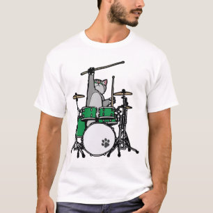 Funny Cat Played Drums, Cat Drummer, Drummer Gift T Shirt