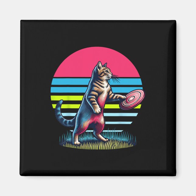Funny Cat Playing Disc Golf. Disc Golf And Cats Lo Magnet (Framsidan)