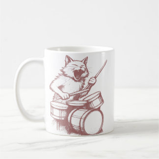 Funny Cat Playing Drums Drumming Drummer Music Kaffemugg
