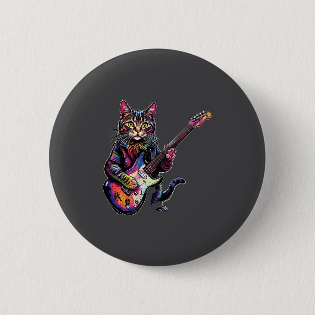 Funny Cat Playing Guitar Rock And Roll Men Women K Knapp (Framsida)