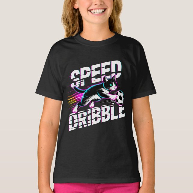 Funny Cat Playing Soccer - Gift for Kids & Teens T Shirt (Framsida)