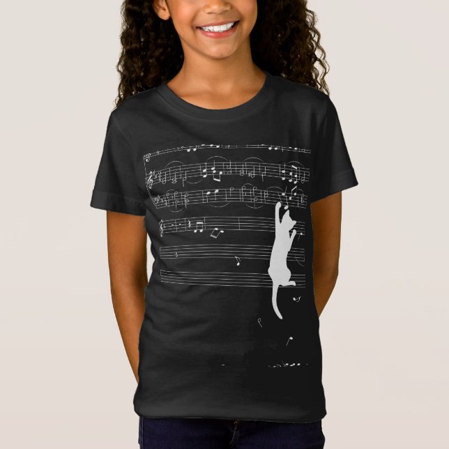 Funny Cat Playing With Music Note Cat Lover Gift T Shirt (Framsida)