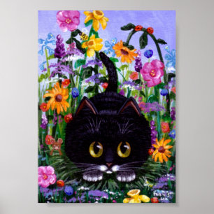 Funny Cat Poster Blommigt Flowers Creationarts