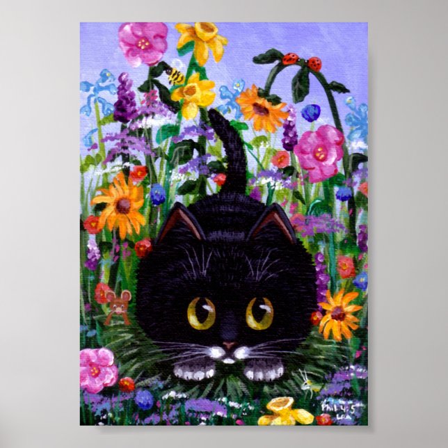 Funny Cat Poster Blommigt Flowers Creationarts (Framsidan)